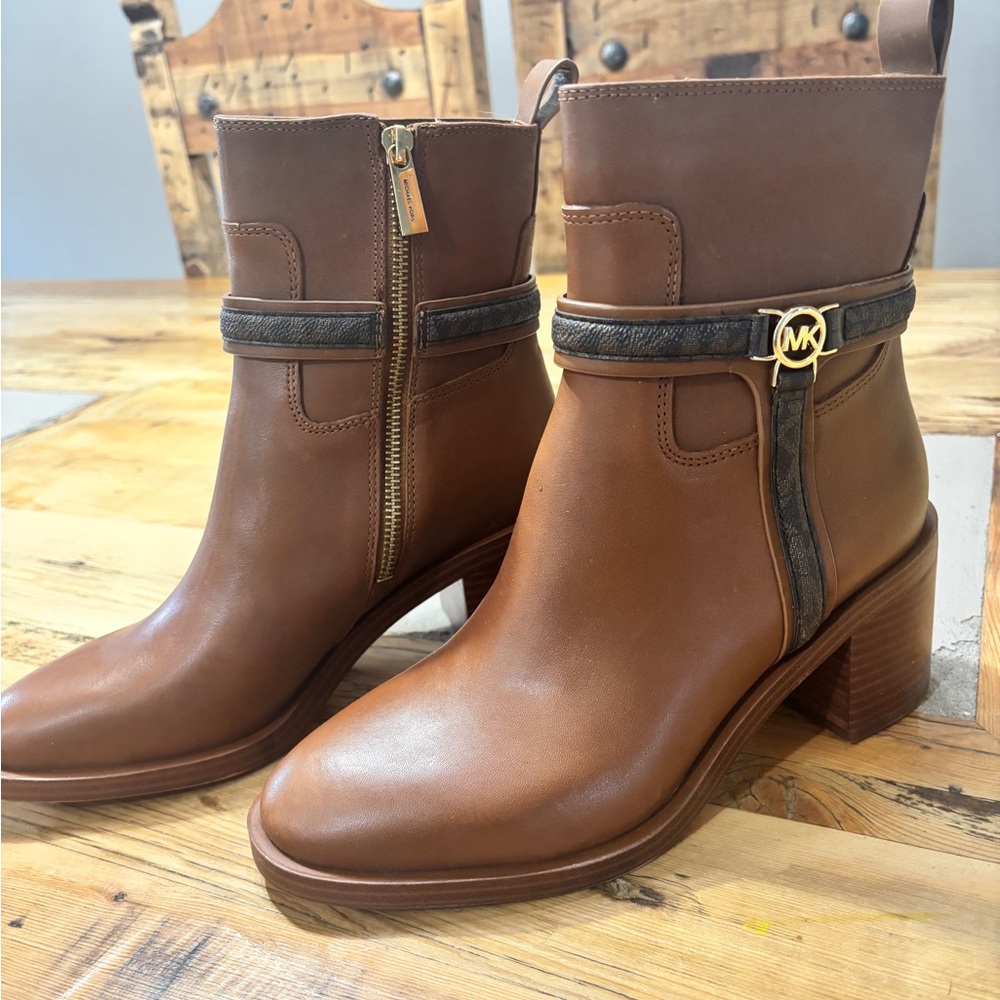 Michael Kors Brown Ankle Booties with Buckle Detail - Picture 2 of 3